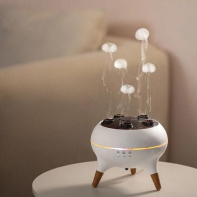 Humidificateur d air  Confort Optimal posé sur table ronde blanche