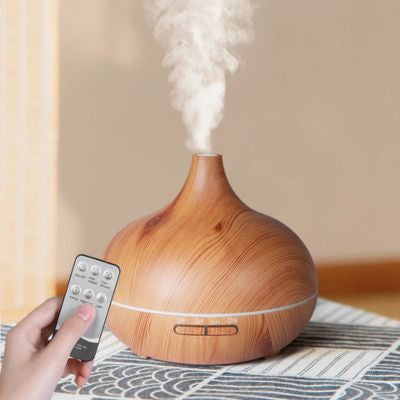 Humidificateur d air  Design élégant marron posé sur mosaïque