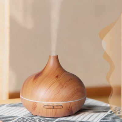 Humidificateur d air  Design élégant marron placé sur mosaïque