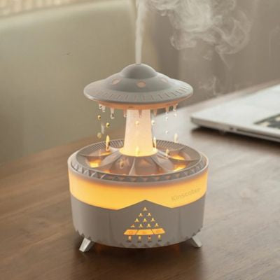 Humidificateur d air  OVNI blanc posé sur bureau