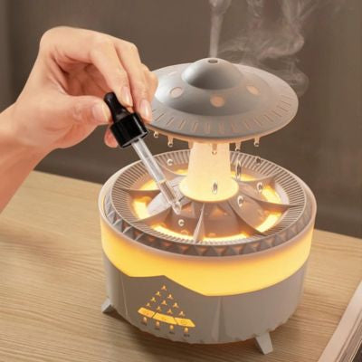 Humidificateur d air  OVNI blanc avec huile parfumée ajoutée