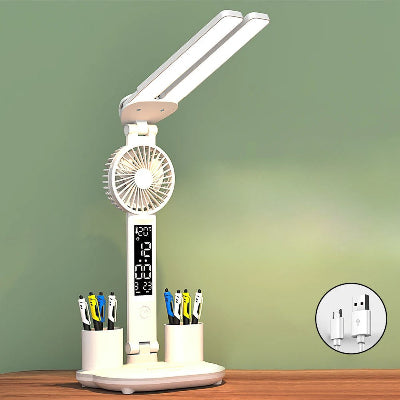 Lampe Bureau avec horloge digital ventilateur USB