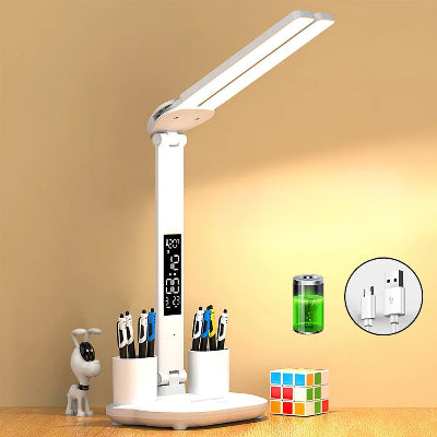 Lampe Bureau avec horloge USB batterie