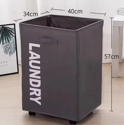 Panier à linge | Pliable avec des roulettes