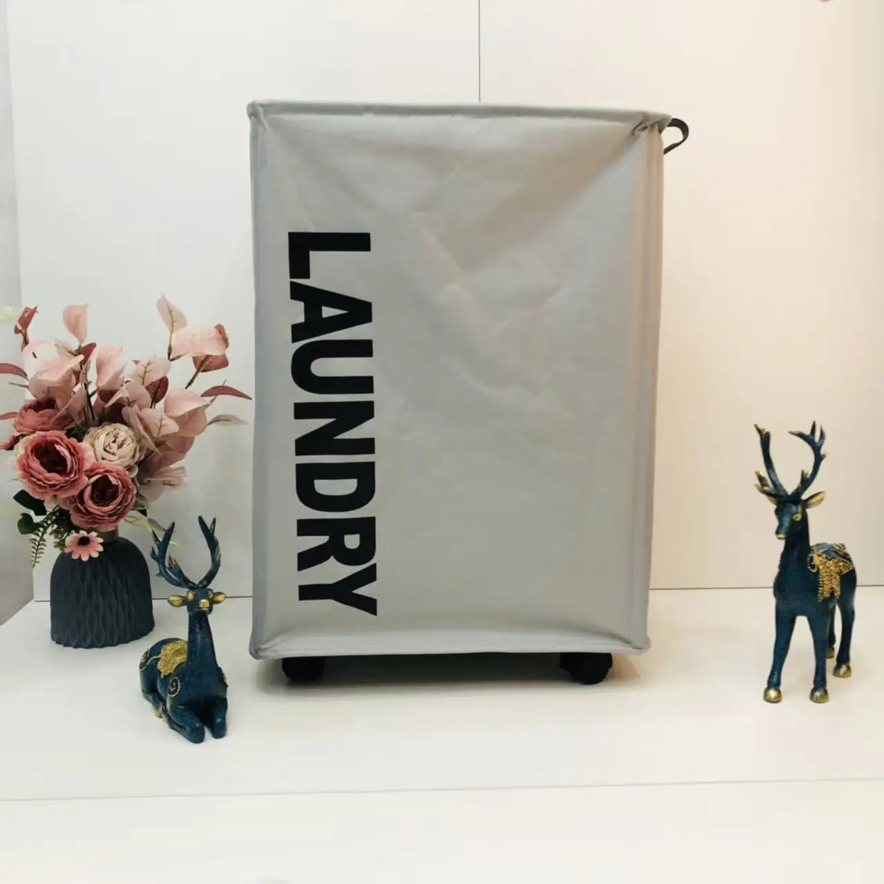 Panier à linge | Pliable avec des roulettes