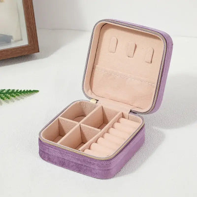 Rangement Bijoux - Boîte à Bijoux en Velours - Violet - Rangement Innovant