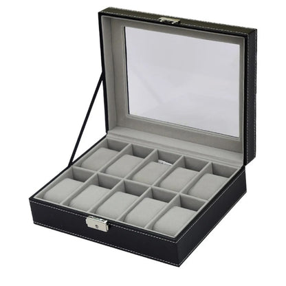 Rangement Bijoux - Boîte à Montre - 10 Unités Noir Velours Gris - Rangement Innovant