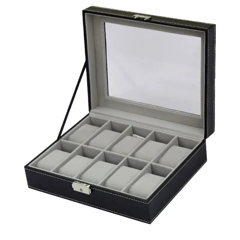 Rangement Bijoux - Boîte à Montre - 10 Unités Noir Velours Gris - Rangement Innovant