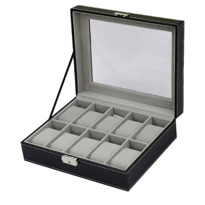 Rangement Bijoux - Boîte à Montre - 10 Unités Noir Velours Gris - Rangement Innovant