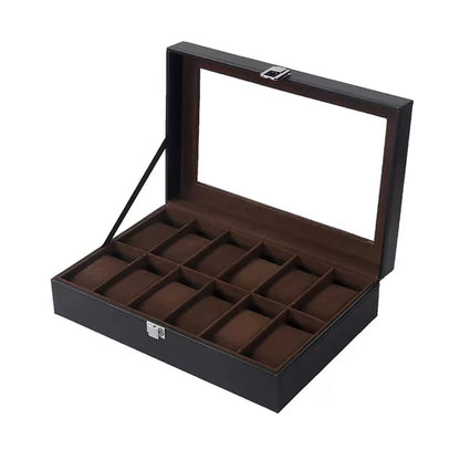 Rangement Bijoux - Boîte à Montre - 12 Unités Noir Velours Chocolat - Rangement Innovant