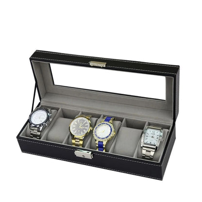 Rangement Bijoux - Boîte à Montre - 6 Unités Noir Velours Gris - Rangement Innovant
