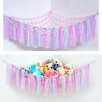 Rangement-Jouet-Pour-Peluches-StorageHammock_-Rangement-Innovant-rose-dentelle