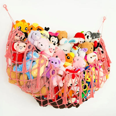 Rangement Peluche Coton Bohème rempli peluches variant rouge