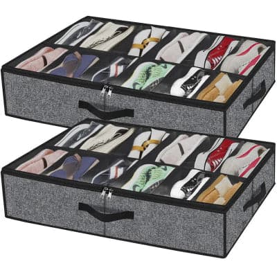 Rangement chaussures sous lit  Anti-Poussière gris foncé