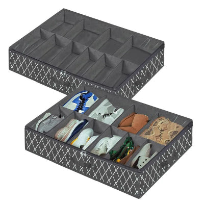 Rangement chaussures sous lit  Anti-Poussière gris foncé rayures