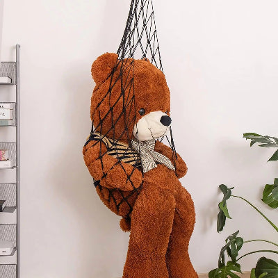 Rangement peluches Suspendu Bohème noir portant ours brun assis suspendu côté étagère