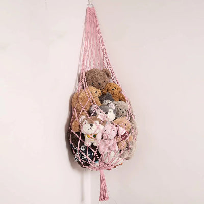 Rangement peluches Suspendu Bohème rose accroché coin mur