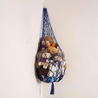 Rangement peluches Suspendu Bohème bleu accroché coin mur