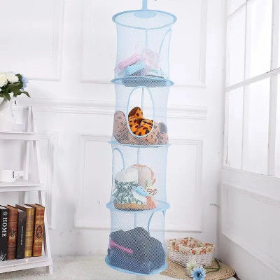 Rangement pour peluche  Suspendu 4 compartiments variant bleu