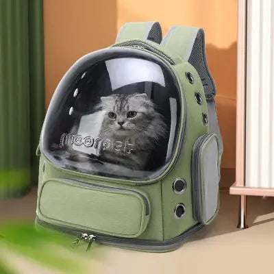 SAC A DOS - Pour Chat ou Petit Chien vert chat intérieur fermé posé sur le sol