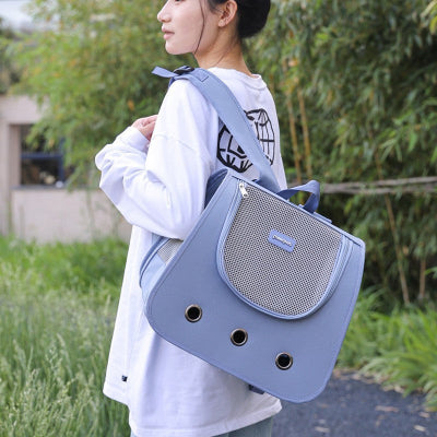 SAC A DOS CHAT  Ventilé Confort bleu porté sur épaule jeune fille