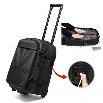 sac a dos compressif avec trolley mécanisme de compression usb 