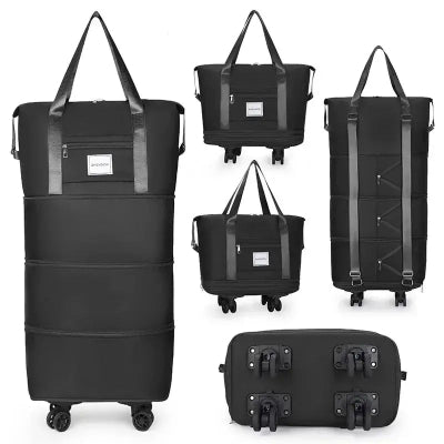 Sac de Voyage - A Roulettes - Ajustable - Noir - Rangement Innovant