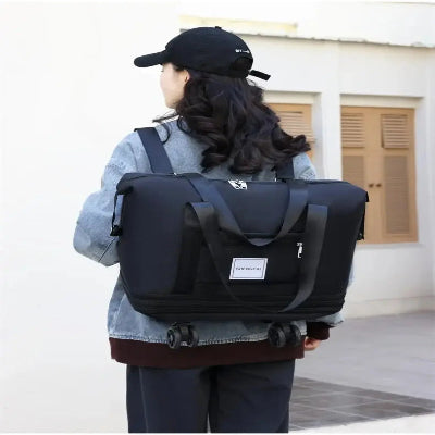 Sac de Voyage - A Roulettes - Ajustable - Violet Claire - Rangement Innovant