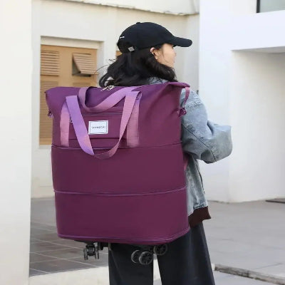 Sac de Voyage - A Roulettes - Ajustable - Violet Claire - Rangement Innovant