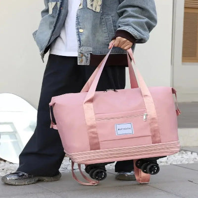 Sac de Voyage - A Roulettes - Ajustable - Violet Claire - Rangement Innovant