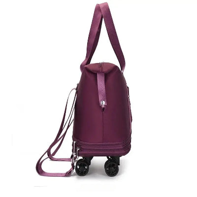 Sac de Voyage - A Roulettes - Ajustable - Violet Claire - Rangement Innovant