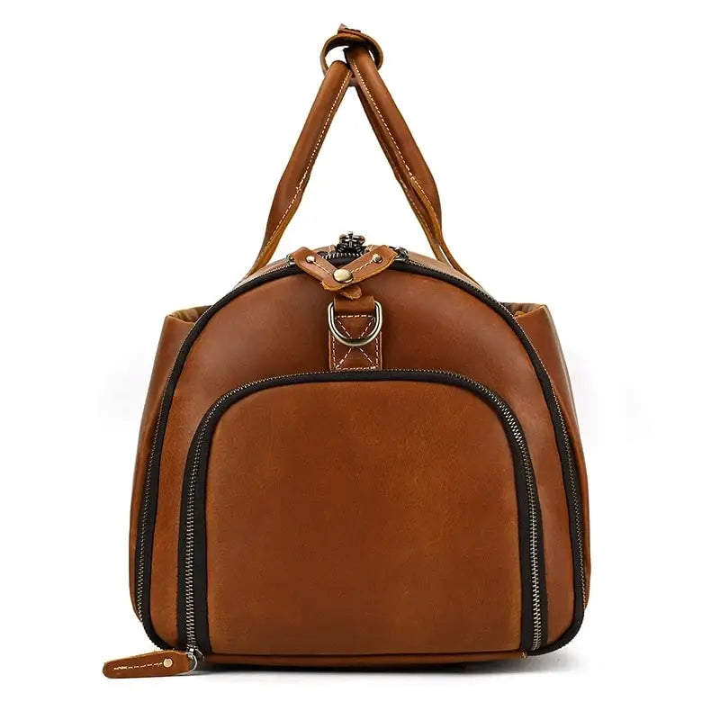 Sac de voyage - En cuir - Pliable - Compact - Marron - Rangement Innovant
