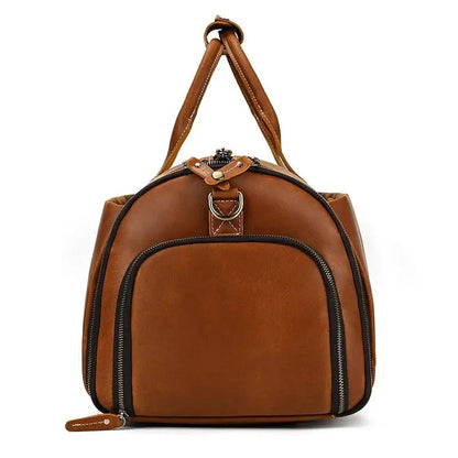 Sac de voyage - En cuir - Pliable - Compact - Marron - Rangement Innovant