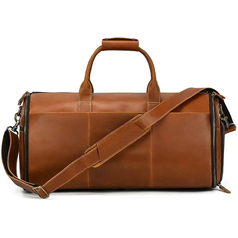 Sac de voyage - En cuir - Pliable - Compact - Marron - Rangement Innovant