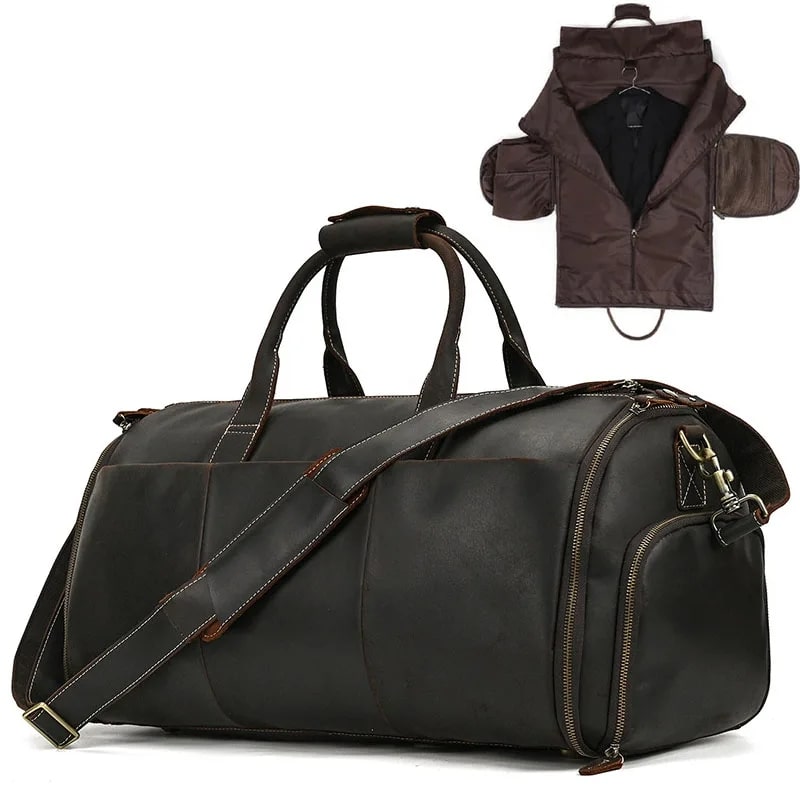 Sac-de-voyage-pliable-compact-rangement-innovant-marron-foncé