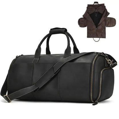 Sac de voyage - En cuir - Pliable - Compact - Noir - Rangement Innovant