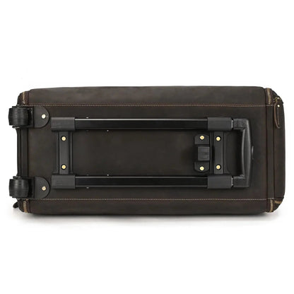 Sac de voyage - En cuir - Pliable - Avec Trolley - Marron - Rangement Innovant