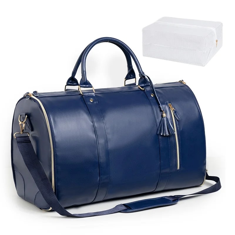 Sac-de-voyage-pliable-pratique-bleu-rangement-innovant