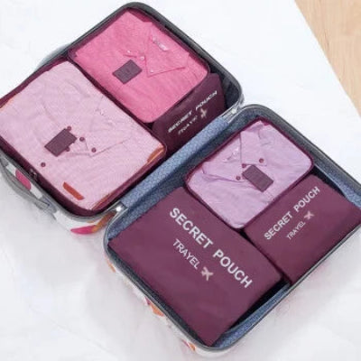 Sac de rangement  Multifonctionnel plusieurs  couleur rouge bordeaux rangés dans valise blanche