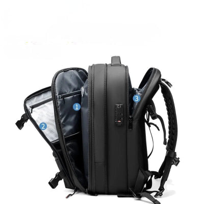 sac de voyage a dos compressible sous vide avec pompe compartiments ouverts