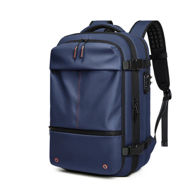 sac de voyage a dos compressible sous vide sans pompe bleu