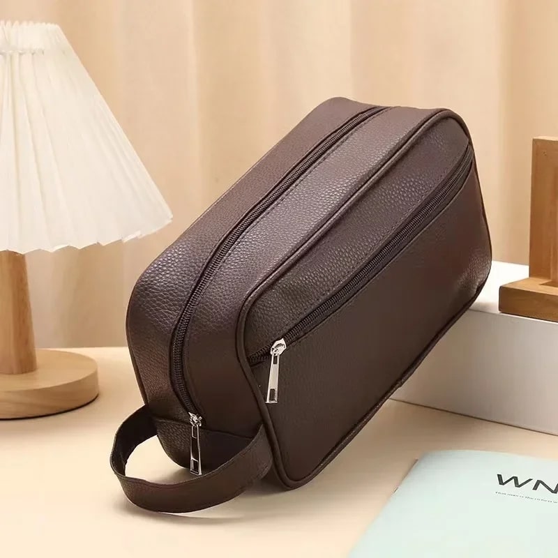 Trousse-de-toilette-en-simili-cuir-Rangement-Innovant-marron