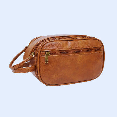 Trousse de toilette compartiment Élégante et Pratique marron fermée