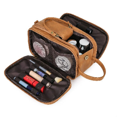 Trousse De Toilette Manguun En Coton/polyester Et Simili Cuir Marron