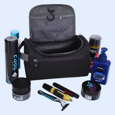 Trousse de toilette avec crochet  Voyage Compact noir ouverte vide