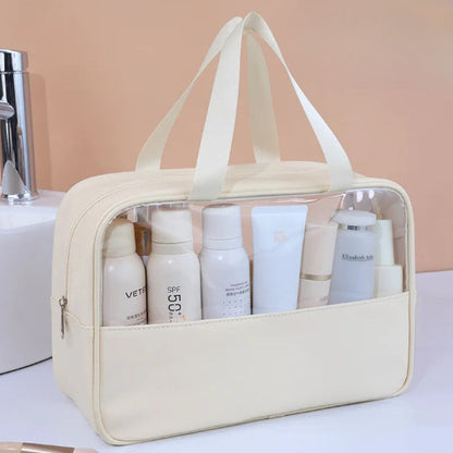 Trousse de toilette - Transparente Voyage - beige - fermée - Rangement innovant