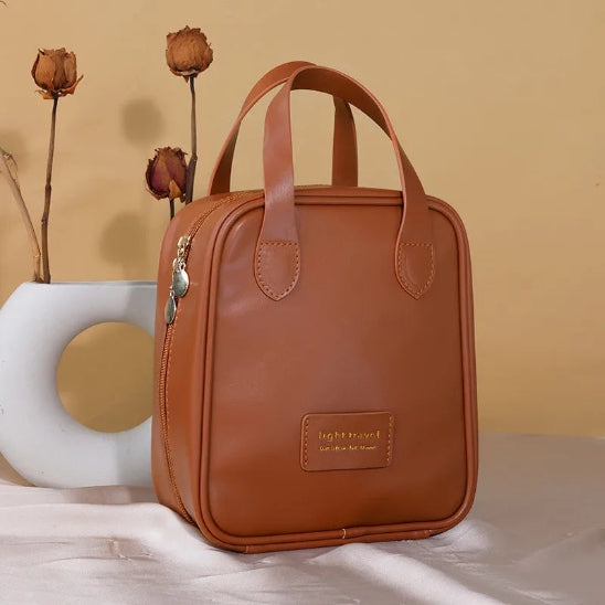 Trousse Maquillage - Élégance Voyage - marron - rangement innovant