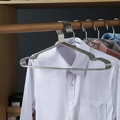 Cintre​s suspendus sur barre horizotale en bois