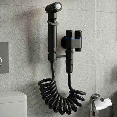 Douchette WC noir fixée au mur