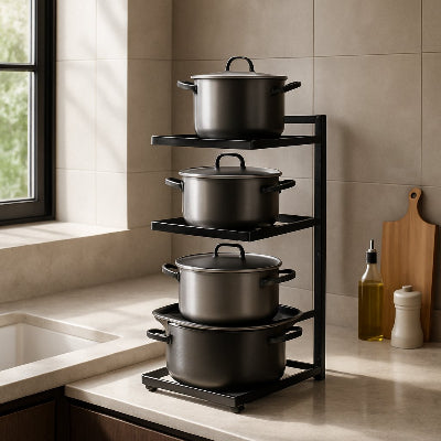 Étagère-cuisine-à-casseroles-rangement-innovant-variant-quatre-étages
